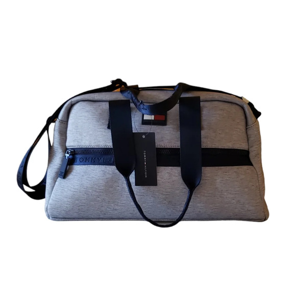TOMMY HILFIGER WEEKENDER BAG COLOR GREY/ BLUE NEW - Picture 3 of 16